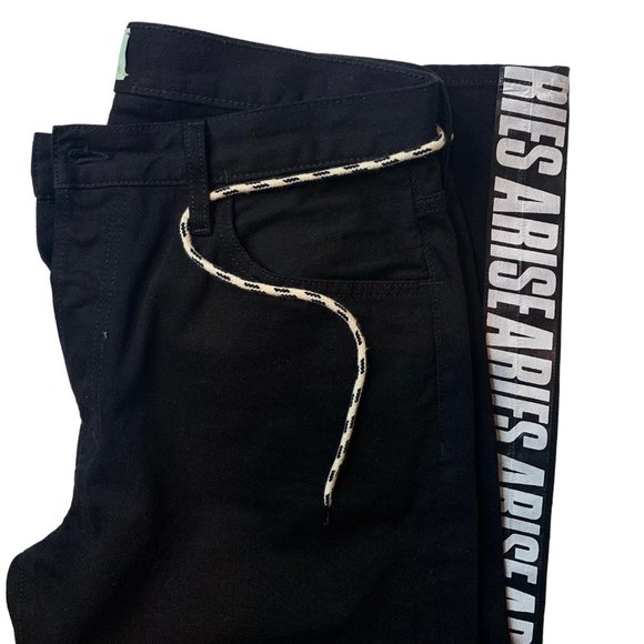 NWOT ARIES ARISE Side Stripe TIE SHOE LACE JEANS - Picture 5 of 7